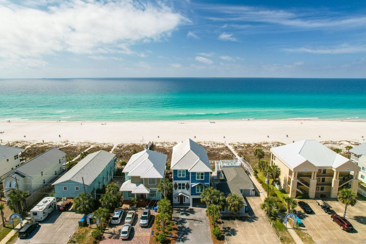aerial view of PCB vacation rental